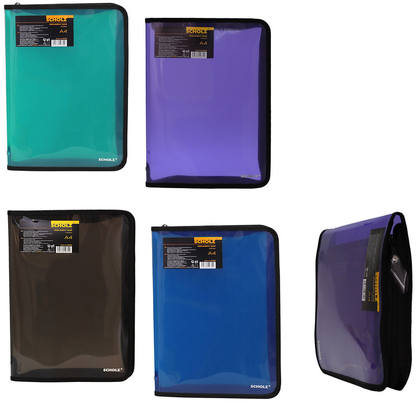 Папка на блискавці SCHOLZ (5233SCH), поліпропілен, 550мкм, A4, 300 арк., прозора